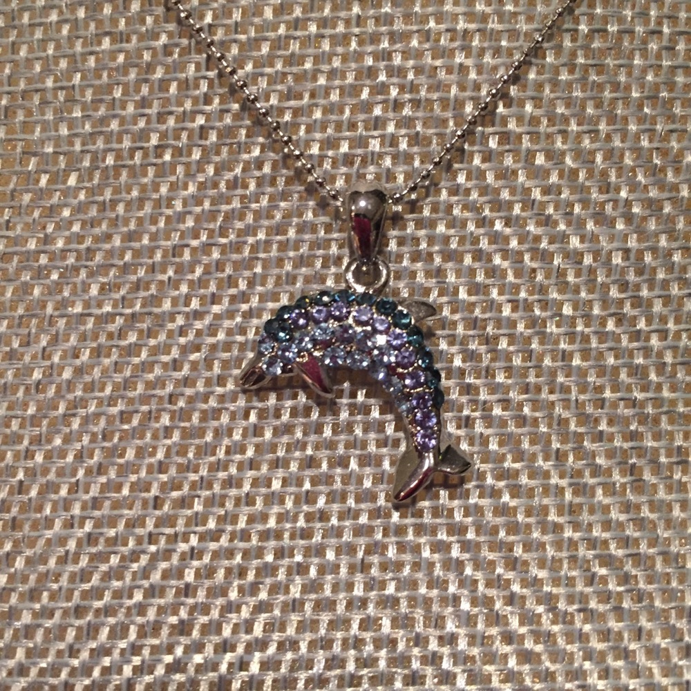 Cookie Lee crystal dolphin pendant necklace